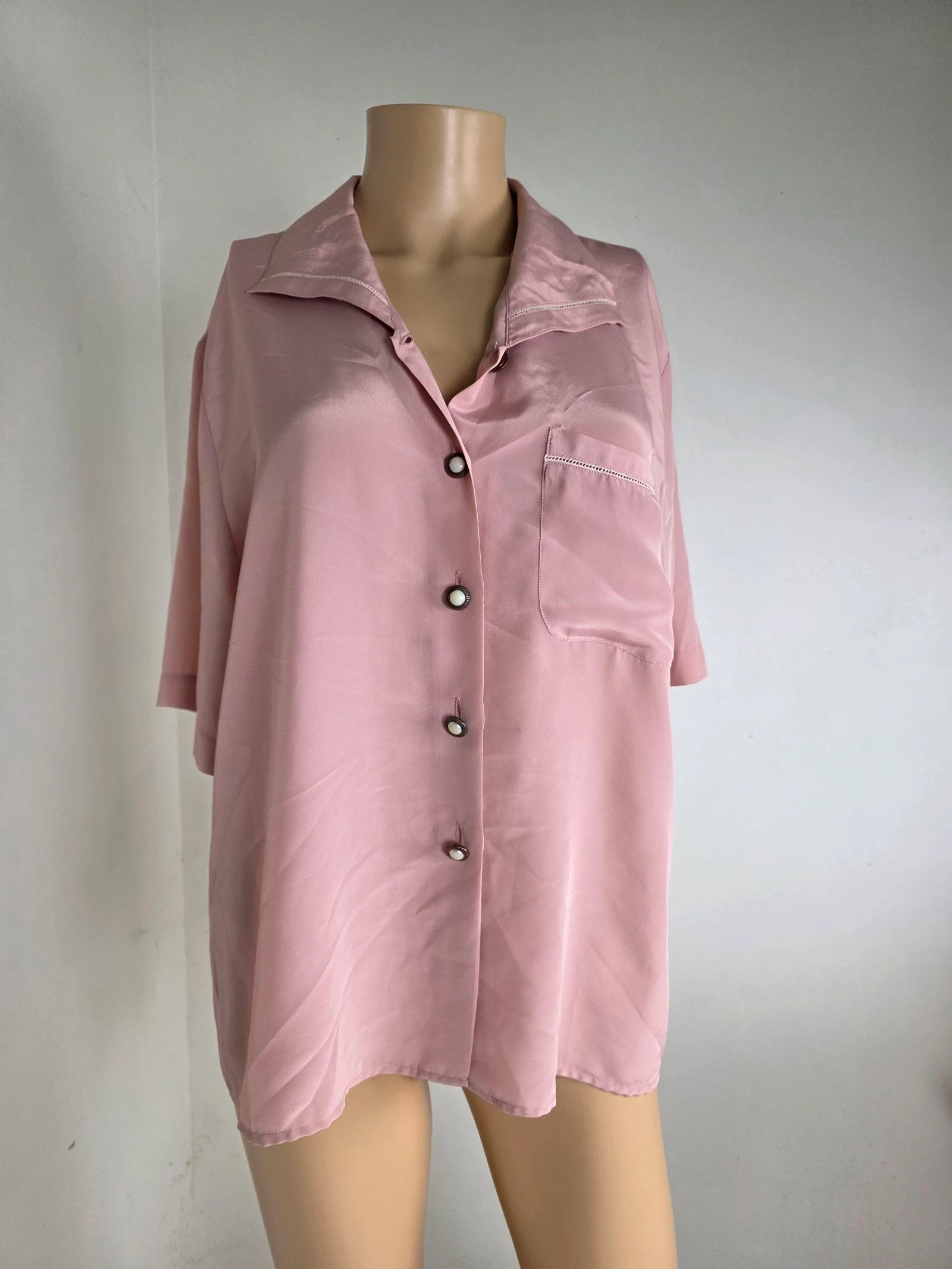 Chemise 🍒vintage 90's marque française🍒 satin rose poudré nathalie andersen taille 42/44
